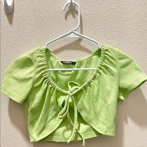 Shein Ribbed Tie in front Crop Top